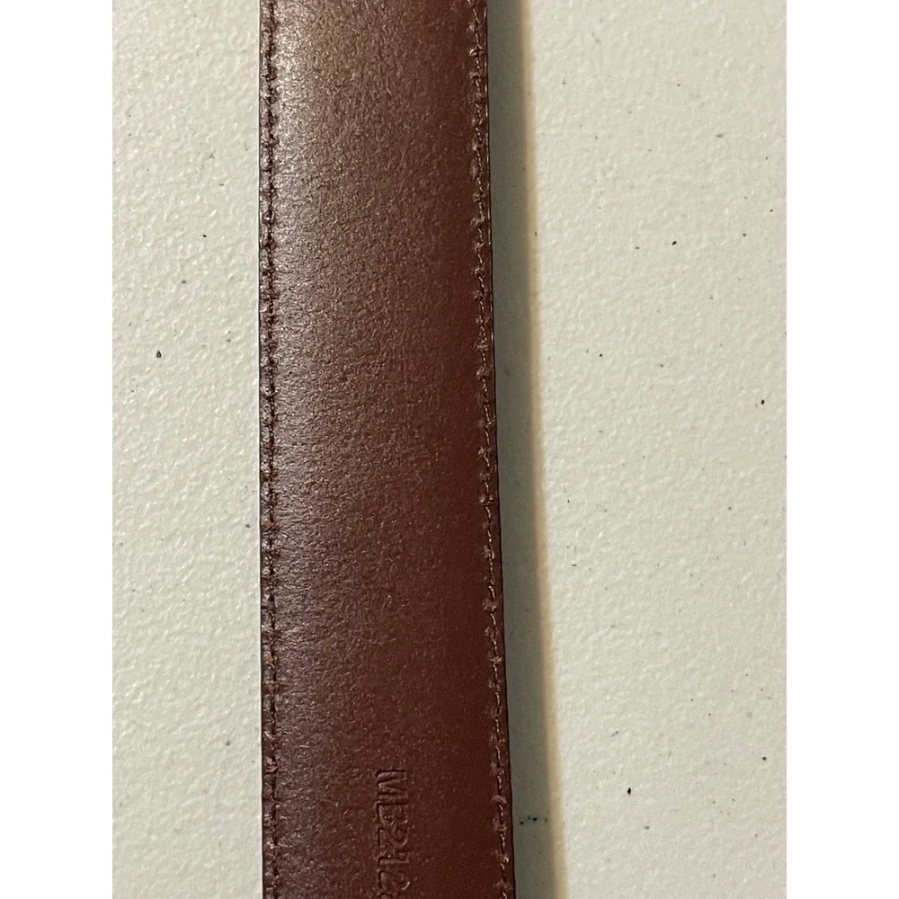 Fossil Leather Belt Mens‎ 46 Burgundy Brown Excellent Solid Brass MB2122B